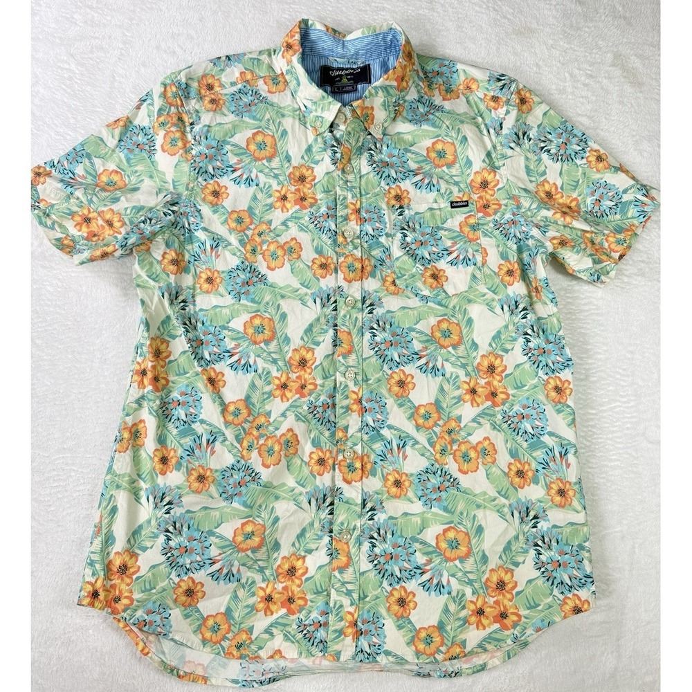 Chubbies Shirt Performance Tropical Floral Stretch Mens Button Up Shirt Large